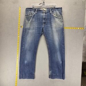 Vintage Levis 504 Jeans Mens Blue Straight Engineered Altered Hem Fits 38x28